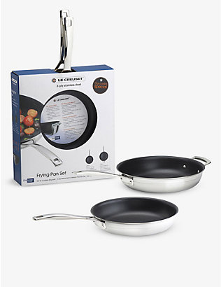 LE CREUSET: Pack of two stainless steel frying pans