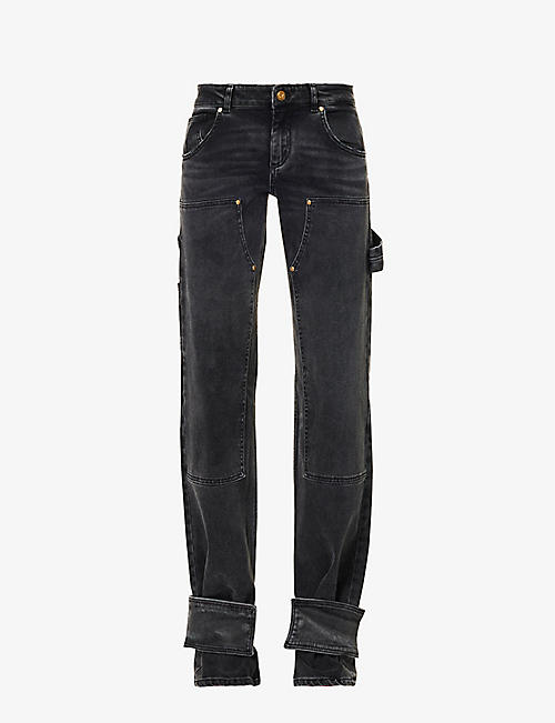 BLUMARINE: Straight-leg mid-rise stretch-denim jeans