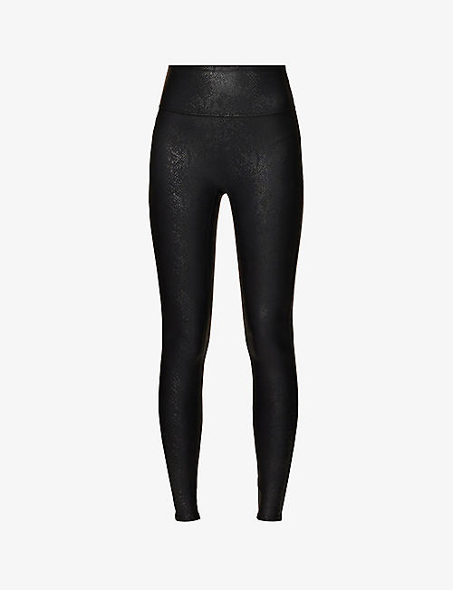 SPANX: Snake-print faux-leather stretch-woven leggings