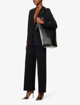Spanx Womens Classic Black The Perfect Pant Mid-rise Wide-leg Rayon-blend Trousers In Classic Black