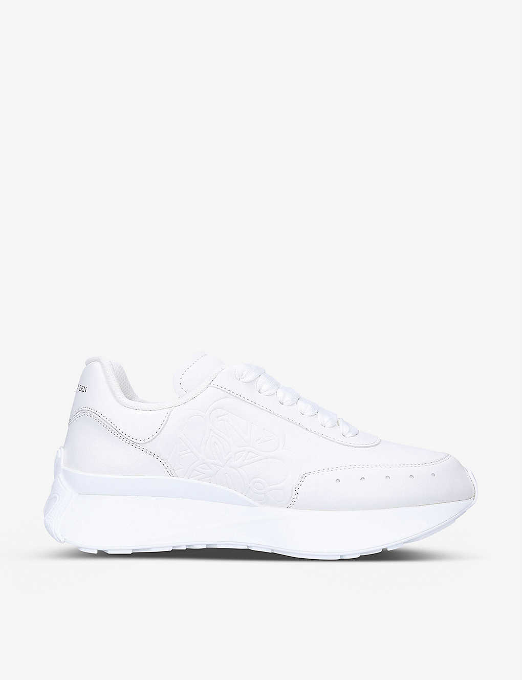 Alexander Mcqueen Womens White Women's Runner Logo-embossed Leather Low-top Trainers