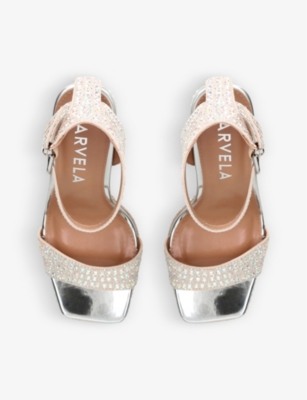 Shop Carvela Women's Blush Kianni Crystal-embellished Woven Platform Heeled Sandals