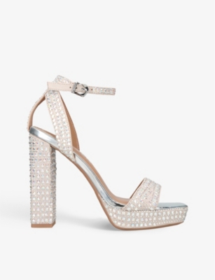 Carvela Womens Blush Kianni Crystal-embellished Woven Platform Heeled Sandals