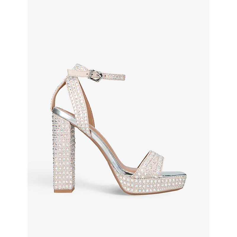 Carvela Womens Blush Kianni Crystal-embellished Woven Platform Heeled Sandals