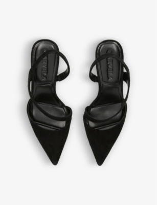 Shop Carvela Women's Black Symmetry Suede Heeled Courts