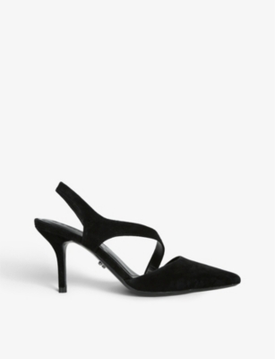 Shop Carvela Women's Black Symmetry Suede Heeled Courts