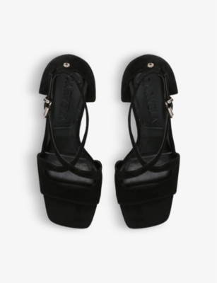 Shop Carvela Women's Black Symmetry Cross-over Leather Heeled Sandals