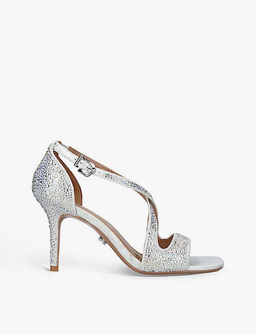 CARVELA: Symmetry jewel-embellished satin heeled sandals