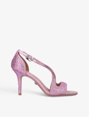 Carvela Womens Pink Symmetry Jewel-embellished Satin Heeled Sandals