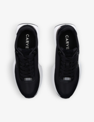 Carvela Womens Black Flare Chunky-soled Mesh And Suede Low-top Trainers In Black