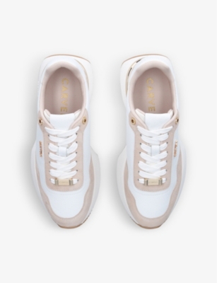 Shop Carvela Women's White/comb Flare Chunky-soled Mesh And Suede Low-top Trainers