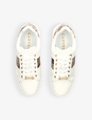 Shop Carvela Connected Leather Flatform Trainers In Beige Comb