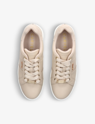 Shop Carvela Women's Taupe Connected Contrast-sole Leather Low-top Trainers In Brown