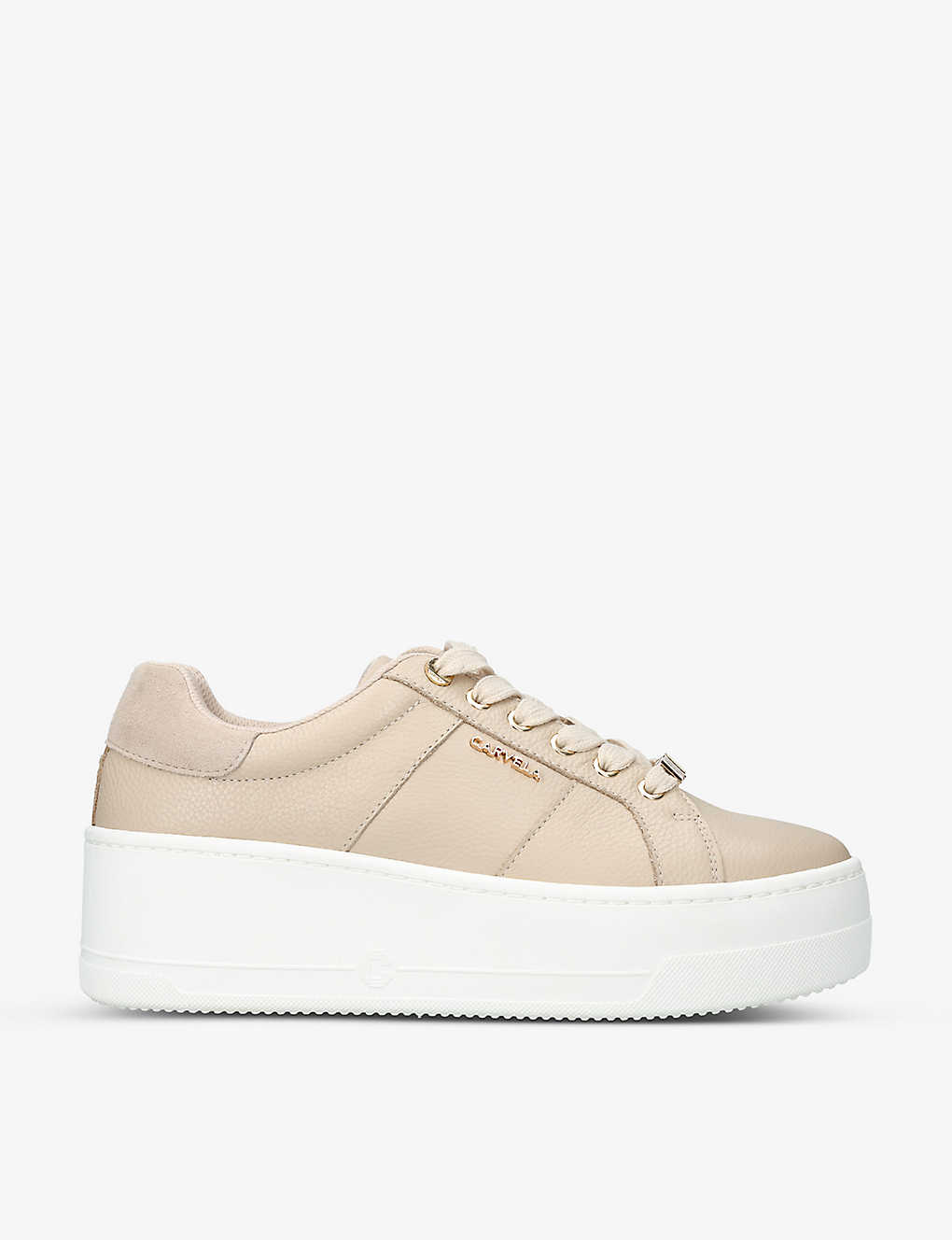 Carvela Womens Taupe Connected Leather Flatform Trainers In Brown
