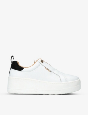 Shop Carvela Women's White Connected Slips-on Leather Flatofrm Trainers