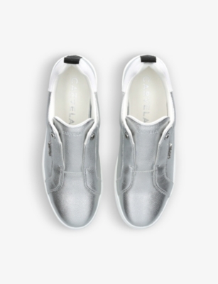 Shop Carvela Women's Silver Connected Slip-on Leather Trainers