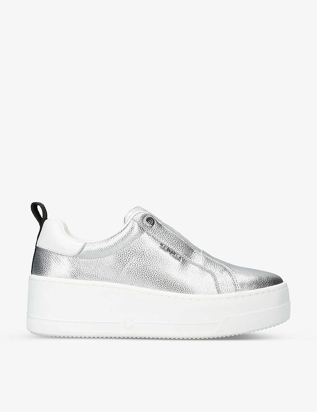 Carvela Womens Silver Connected Slip-on Leather Trainers