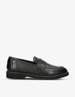 Carvela Womens Black Reaction Crystal-midsole Leather Loafers