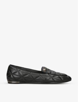 Carvela Womens Black Loyal Quilted Leather Loafers