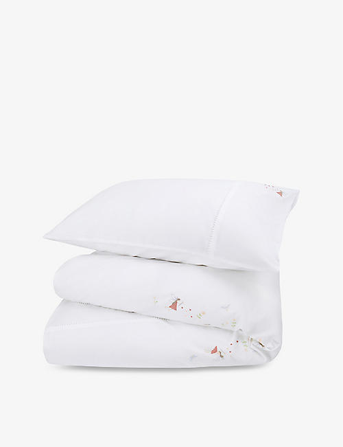 THE LITTLE WHITE COMPANY: Enchanted Garden Fairy organic-cotton single duvet cover set