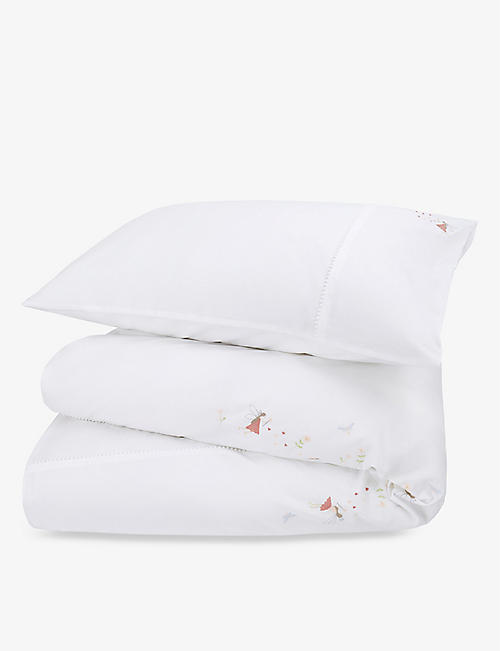 THE LITTLE WHITE COMPANY: Enchanted Garden Fairy organic-cotton cot bed duvet cover set