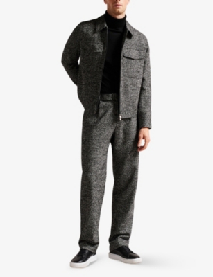 Shop Ted Baker Men's Black Pabay Wool-blend Overshirt