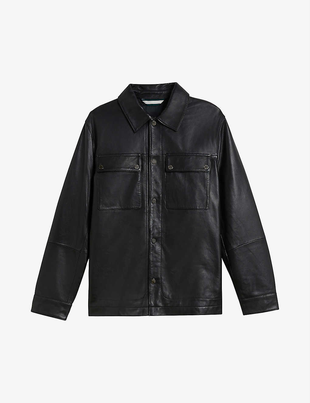 Ted Baker Garry Leather Jacket In Black