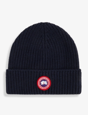 Canada Goose Arctic Disc Toque Ribbed Wool Beanie Hat In Atlantic Navy