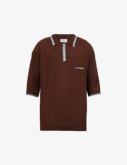 MARTINE ROSE: Half-zip dropped-shoulder knitted polo shirt