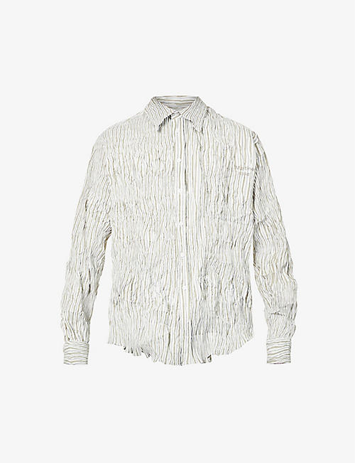MARTINE ROSE: Classic Smoke striped relaxed-fit recycled-polyester-blend shirt