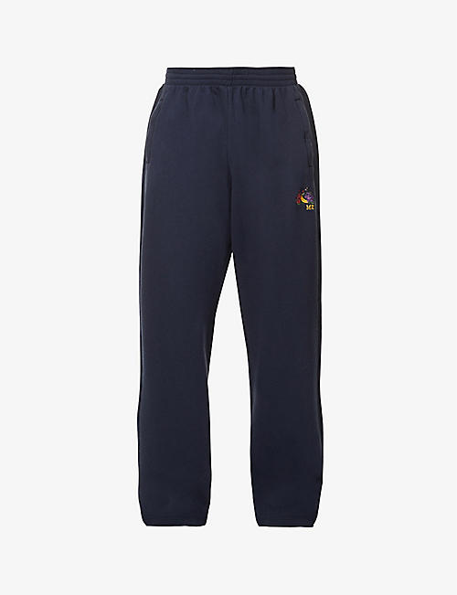 MARTINE ROSE: Brand-embroidered oversized-fit wide-leg cotton-jersey jogging bottoms