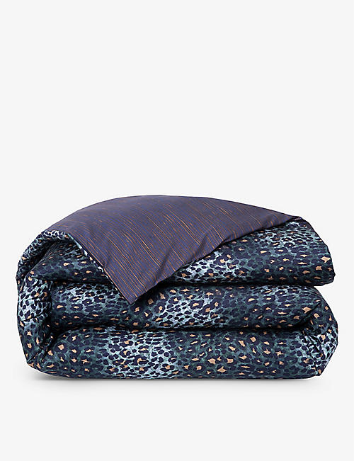 KENZO: K Leopard animal-print organic-cotton duvet cover