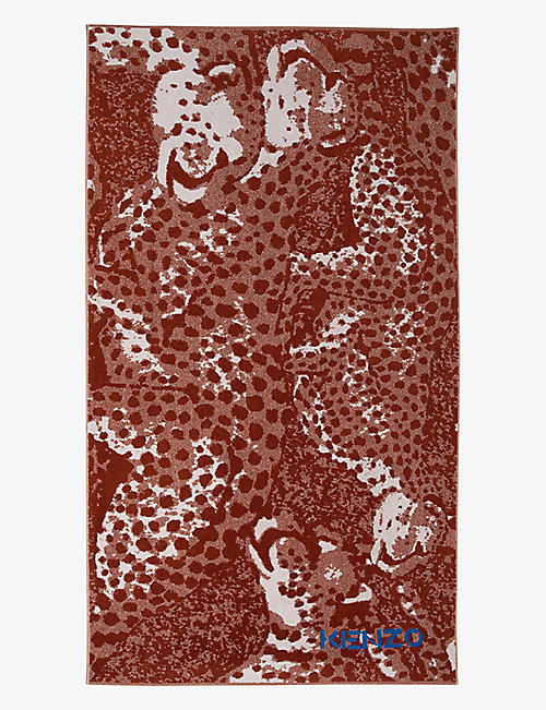 KENZO: Jump leopard-print organic-cotton beach towel 170cm x 102cm