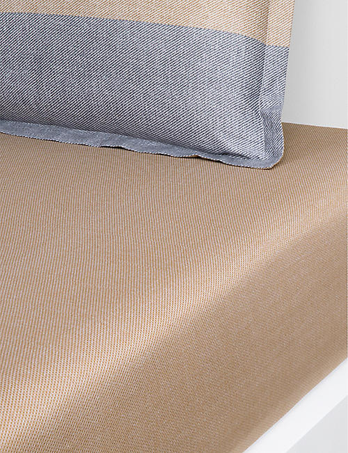 BOSS: Iconic Stripe cotton-sateen fitted sheet