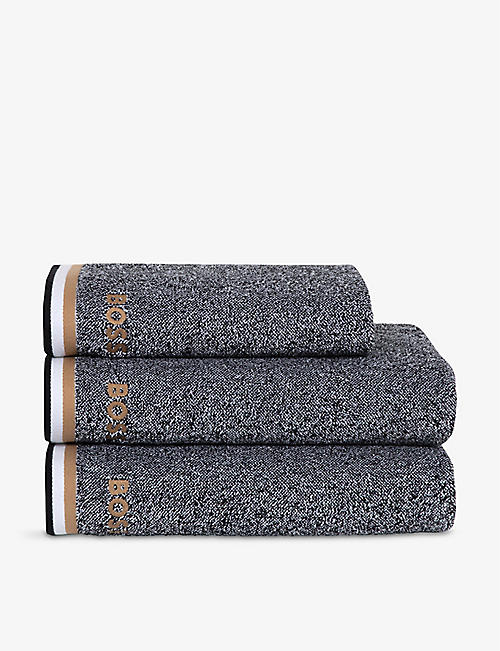BOSS: Iconic Stripe logo-embroidered organic cotton towels