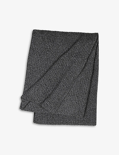 BOSS: Contrast heathered-finish knitted throw 130cm x 170cm
