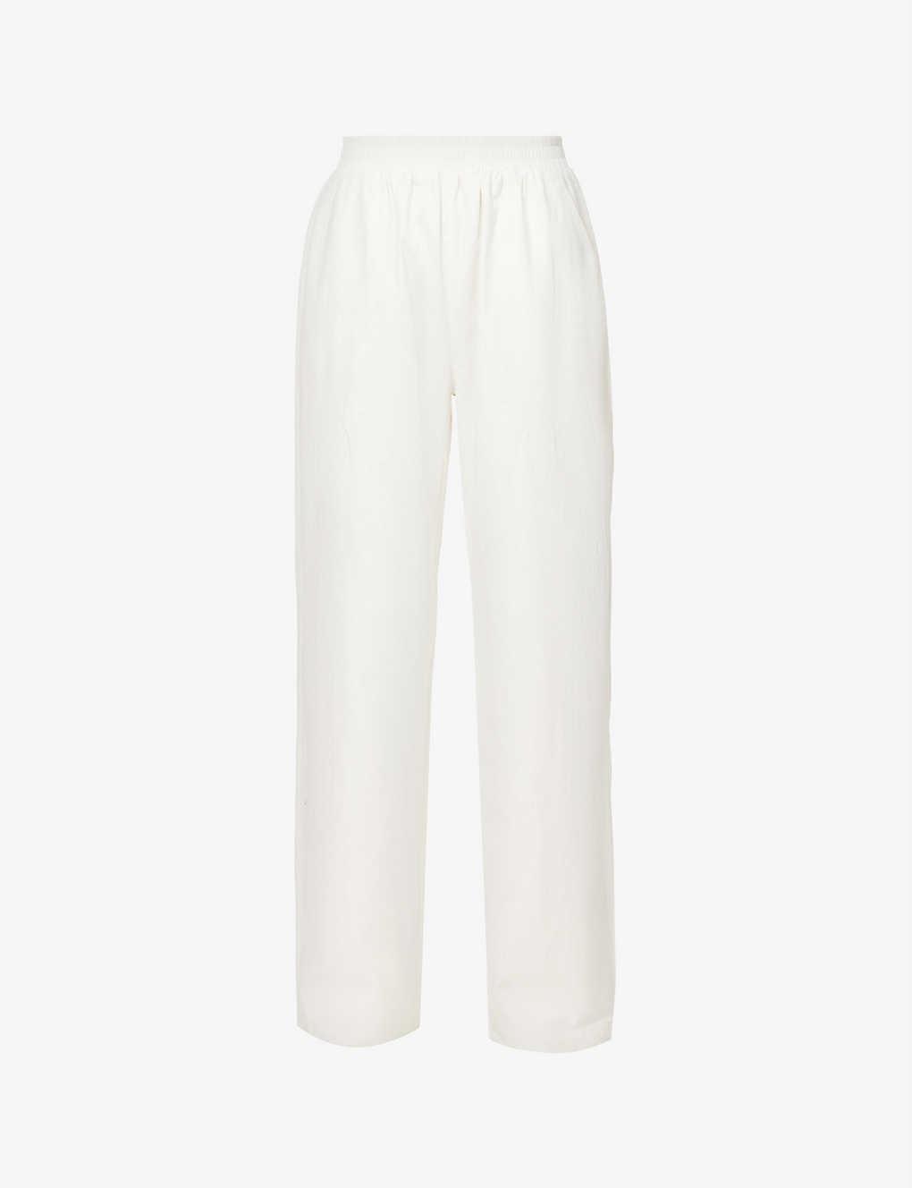 Adanola Womens White Wide-leg High-rise Cotton-poplin Trousers