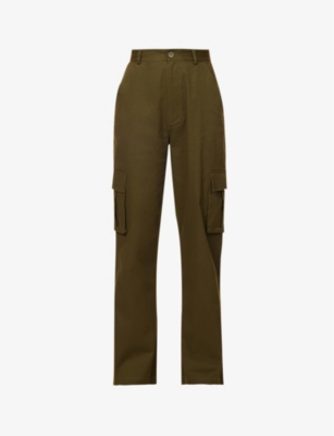 ADANOLA - Cargo straight-leg high-rise stretch-cotton trousers ...