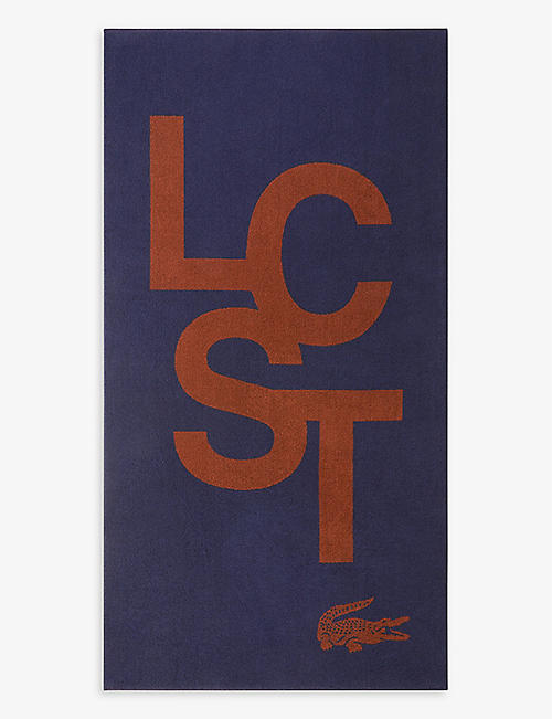 LACOSTE: LCST logo-jacquard organic-cotton beach towel 90cm x 160cm