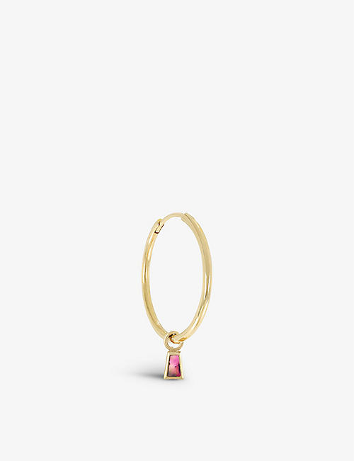 THE ALKEMISTRY: Métier by Tomfoolery 9ct yellow-gold and abalone mother of pearl single hoop earring