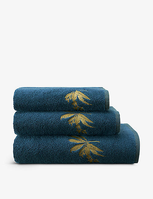 OLIVIER DESFORGES: Paradisio floral-embroidered terry-cotton towel