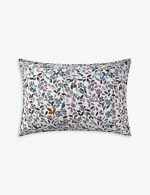 OLIVIER DESFORGES: Ninon botanical-print cotton-sateen pillowcase 50cm x 75cm