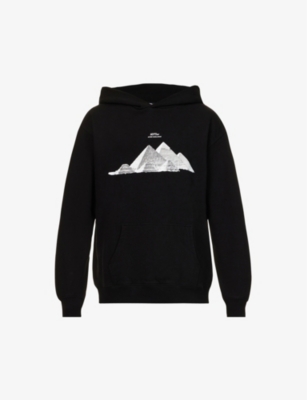 Mystery School pyramids-print relaxed-fit cotton-jersey hoody