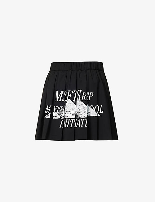 MSFTSREP: Mystery School pyramids-print recycled-polyester and wool-blend mini skirt