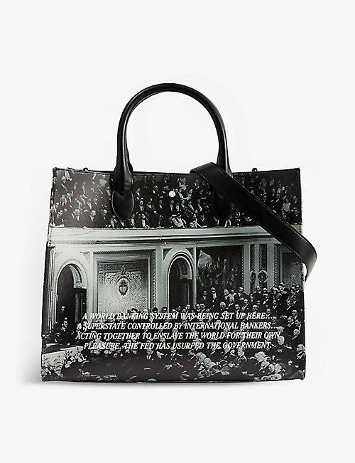 MSFTSREP: Federal Reserve graphic-print faux-leather tote bag