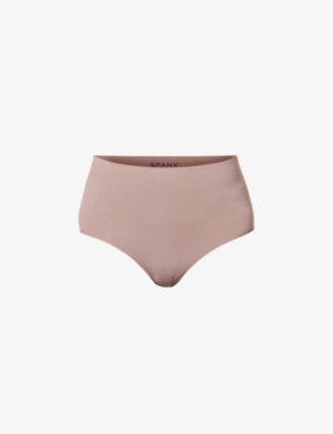 Spanx Ecocare High-rise Stretch-woven Briefs In Cafe Au Lait