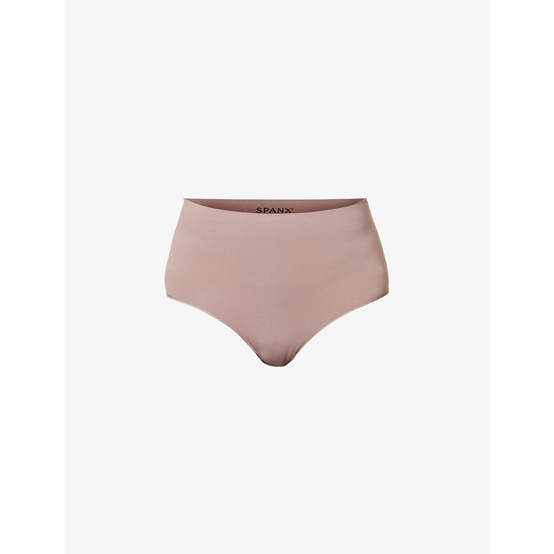 Spanx Ecocare High-rise Stretch-woven Briefs In Cafe Au Lait