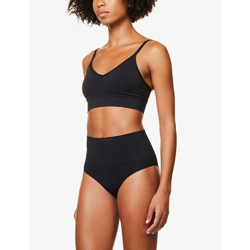Shop Spanx Women's Very Black Ecocare High-rise Stretch-woven Briefs