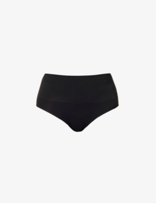 Spanx Ecocare High-rise Stretch-woven Briefs In Very Black