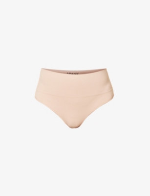 Spanx Ecocare High-rise Stretch-woven Thong In Toasted Oatmeal